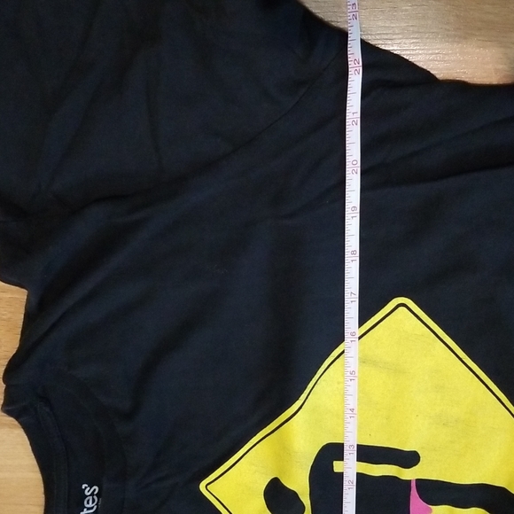 Bluenotes black short sleeve shirt with caution graphic, 100% cotton GUC large - Picture 7 of 8